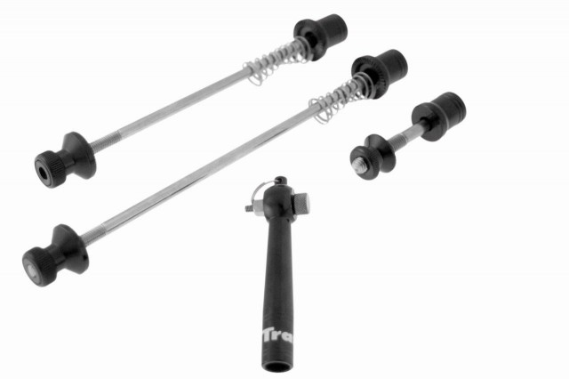 Agyhoz gyorszár szett FEKETE (biztonsági) első és hátsó kerékhez és nyeregcsőhöz, szerszámmal 421770101_AAK