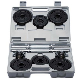 Fitness súlyzó készlet táskában 15kg (2 rúd, 4x 0.5kg, 8x 1kg) MF531 JK Fitness MF531_KPEFO