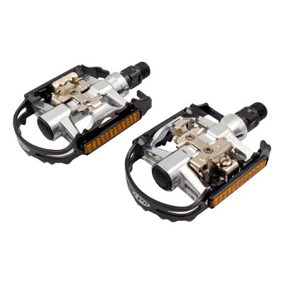 Pedál MVTek DUAL FUNCTION alu fekete/ezüst kétoldalas SPD stoplival 305901020_APEDN