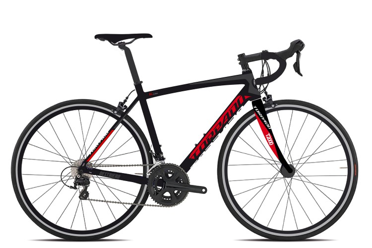 Kerékpár Torpado T1000(T340) Destriero 54 fekete/piros SHIMANO 2X9V SORA MIX (21T) - carbon villával 21T34054_KPO