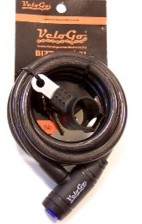 Zár spirál lakat VeloGo kulcsos 12x1500mm fekete tartóval 8400060_TZ