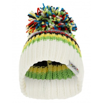 Sapka Santini UCI Rainbow Stripes BIG BOBBLE téli fehér bojtos (BBH108) UM480BBHUCIBIANCO_RSK