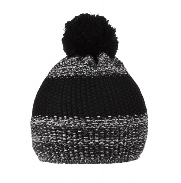 Téli kötött bojtos sapka FELNŐTT MÉRET Relax LEGOS fekete/szürke (RKH222B) RKH222B_RSK