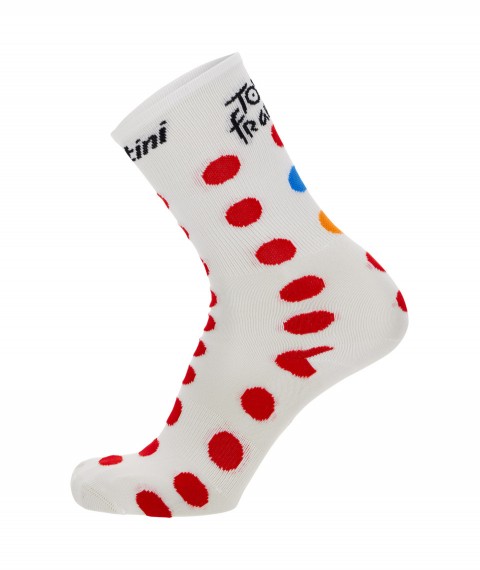 Zokni Santini Tour de France Fan Official 2023 GPM Leader fehér/piros pöttyös M-L 40-43 RE652HP23TDFKOMM-L_RE