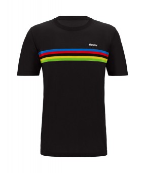 Póló jacquard Santini UCI WORLD CHAMPION színes csíkos fekete M UM499JGLLCAMP-BLACK-M_RE